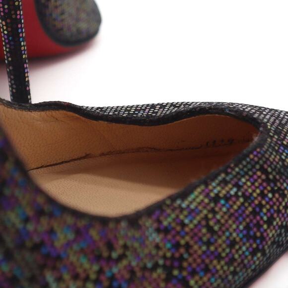 Christian Louboutin Cornielle Mirco-Sequin Multicolor Slingback Heels 39 - Picture 10 of 13